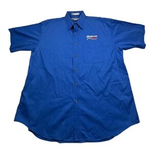 Snap On Tools Short Sleeve Work Shirt Mens XL Blue Button Up POCKET